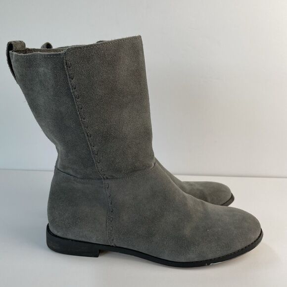 LANDS END | Warm Graphite Suede Leather Flat 9" Shaft Women's Boots Size 9 1/2 D - Picture 3 of 10